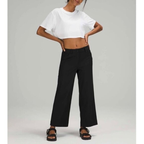 Lululemon Pants - Lululemon City Sleek Wide Leg Pant Black Size 25 High Rise Trouser Office Career